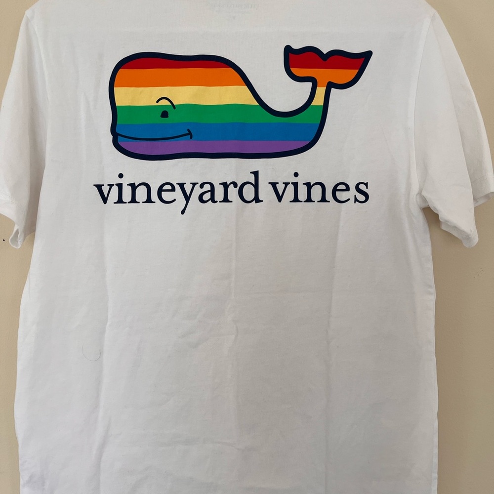 Vineyard Vines White Tee with Colorful Whale